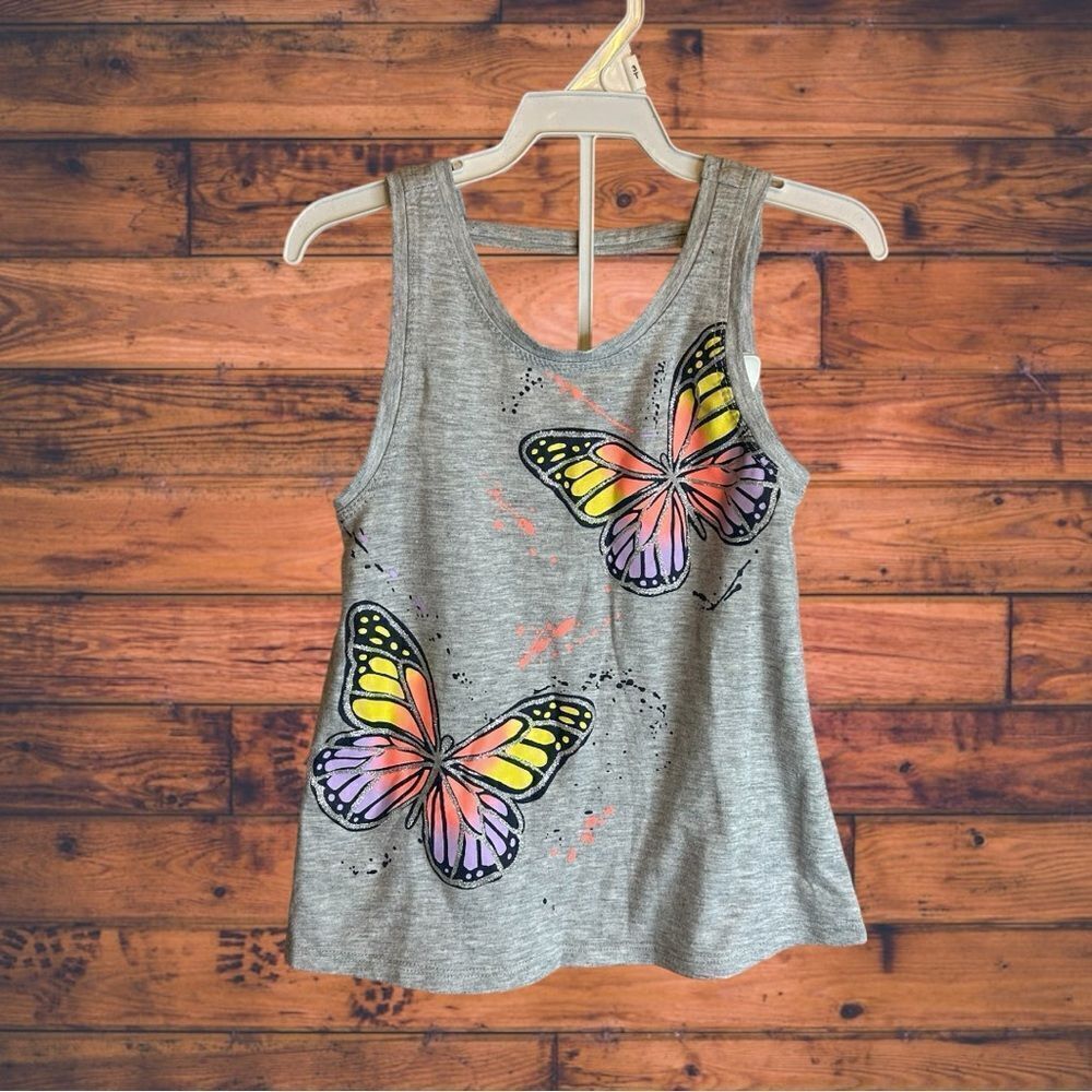 5 for $25🔥Wonder‎ Nation Grey Butterfly Tank Top Girls Size XS (4-5)